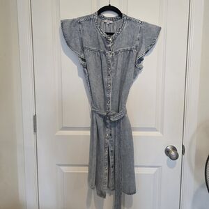 Rails Light Wash Denim Button-Front Dress with Belt